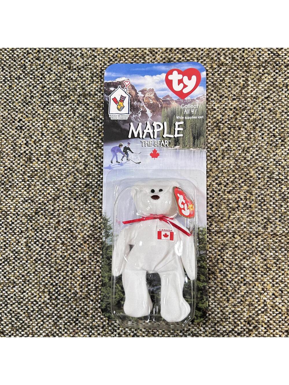 Ty Maple the Bear Unisex OS White New McDonald's Teenie Beanie Canada 1999
